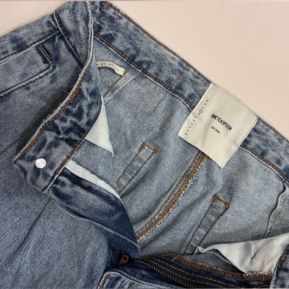 OneTeaspoon Denim Maxi Skirt High Waist Blue Distressed Hem